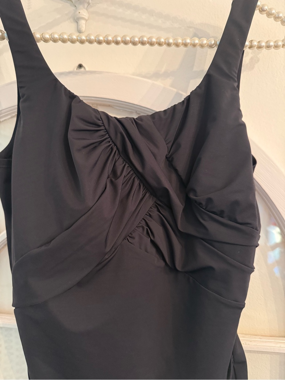 Lands' End Black Scoop-Back One-Piece Swimsuit